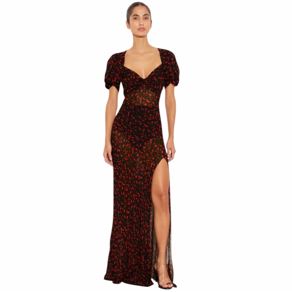 Rat & Boa Black Maxi Dress with Red Print